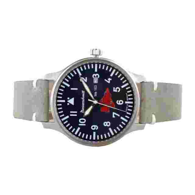Aristo Men's Messerschmitt Watch Aviator - Comet 80 Years - ME163-80-1 Leather