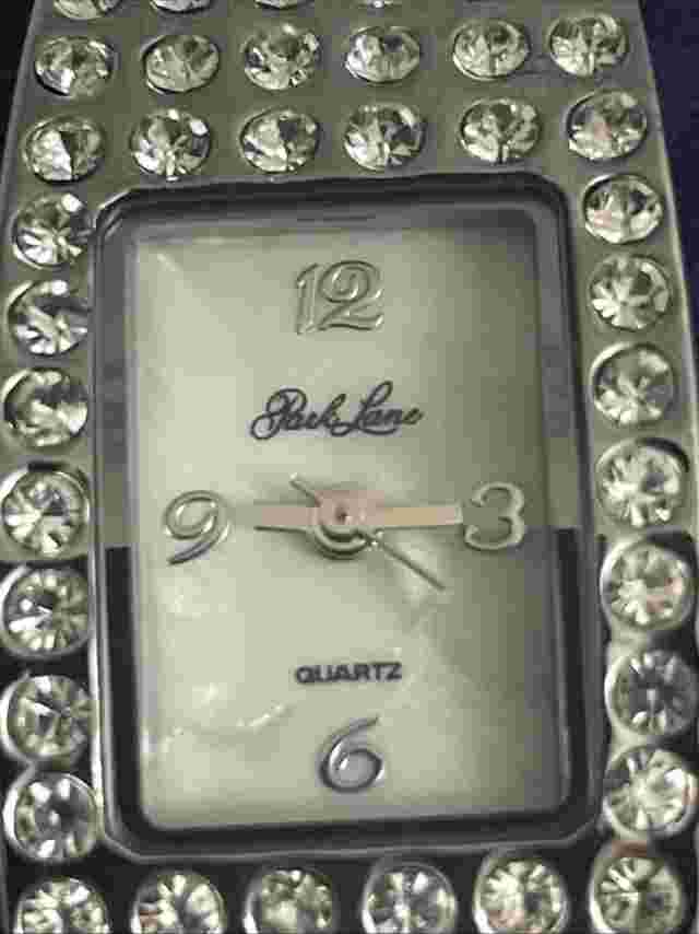 Park Lane Watch Silver Tone Rhinestone Clamp Bangle Bracelt Quartz