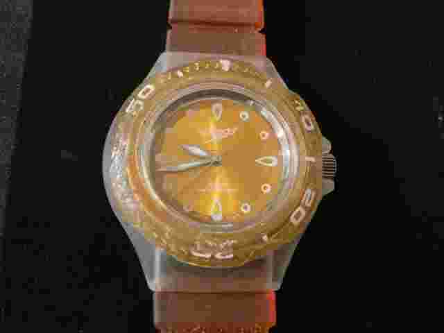 Very Rare Vintage Speedo Watch Splasher Clear Orange Water Resistant