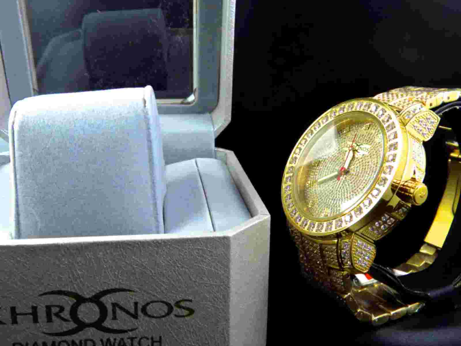 Yellow Iced Bezel & Band Khronos Jojino Joe Rodeo Genuine Diamond Watch 50mm