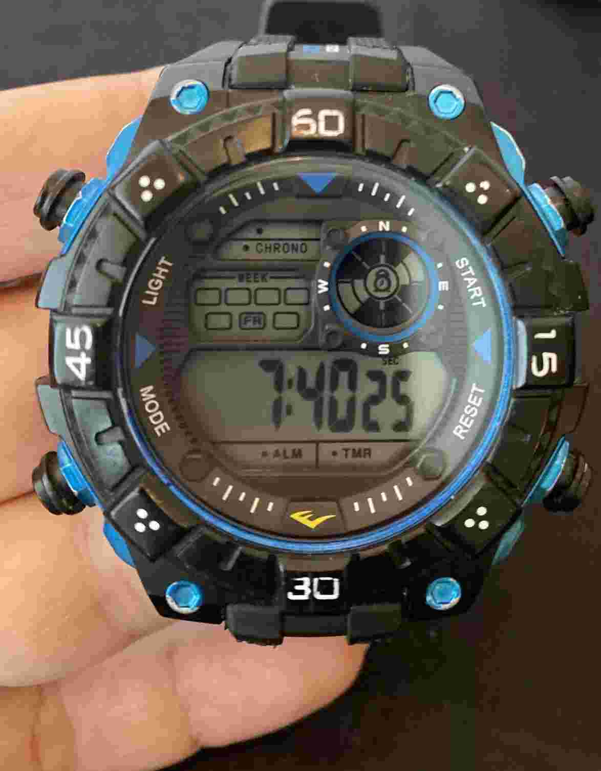 Everlast Men’s  Black Digital Quartz Alarm Chrono Hours Watch