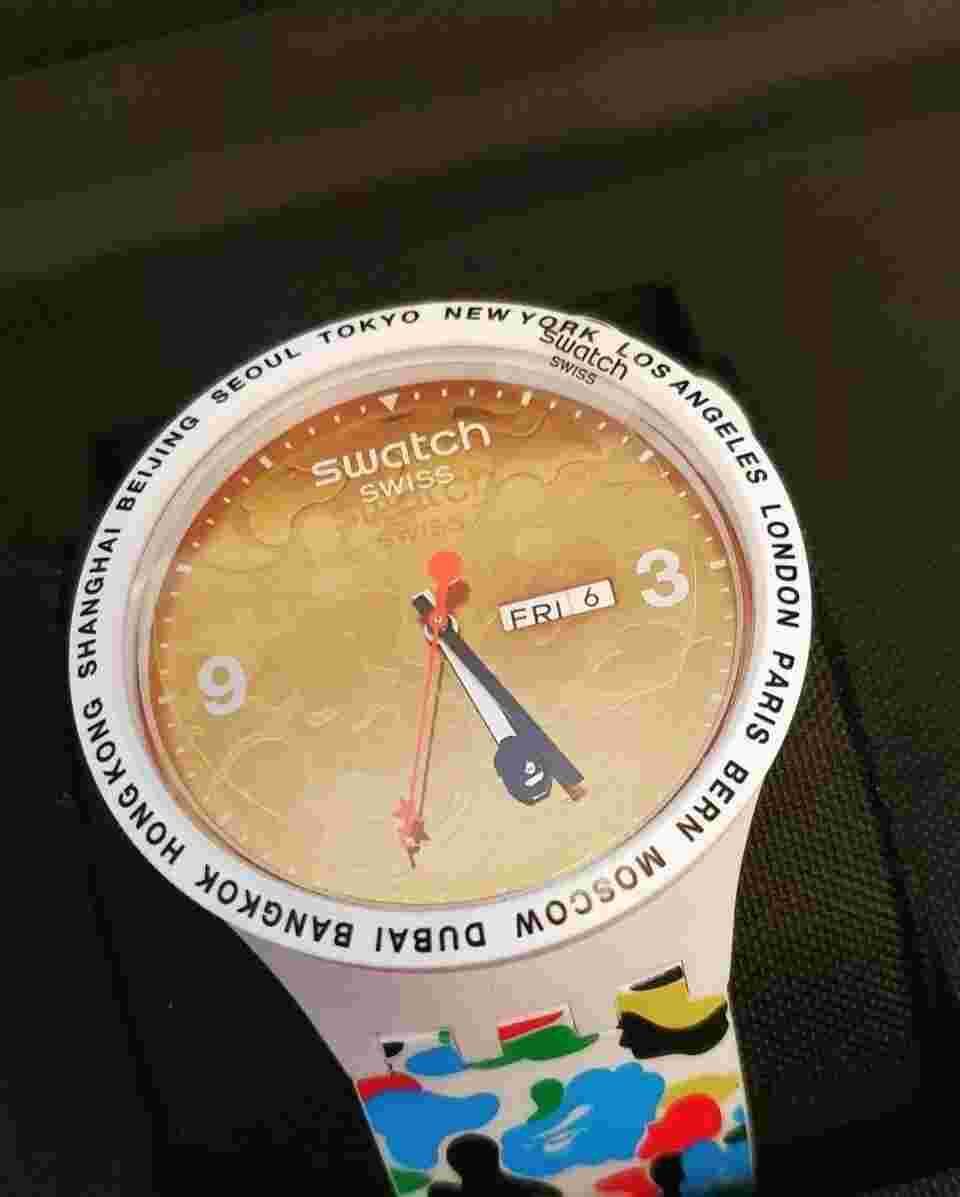Swatch X Bape Tokyo White Multi Camo Watch Ltd Edition in box with papers