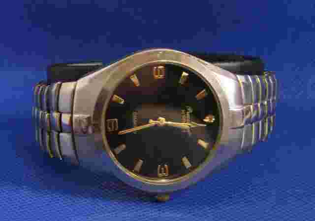 Mens Watch Precision By Gruen Diamond Accent  Quartz Black Stainless Steel