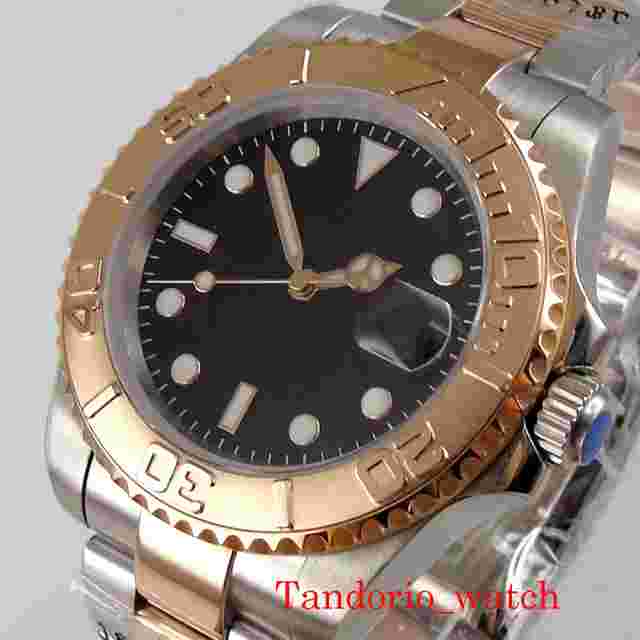 Two Tone 40mm BLIGER PT5000 Date 21 Jewels MIYOTA 8215 NH35 Automatic Mens Watch
