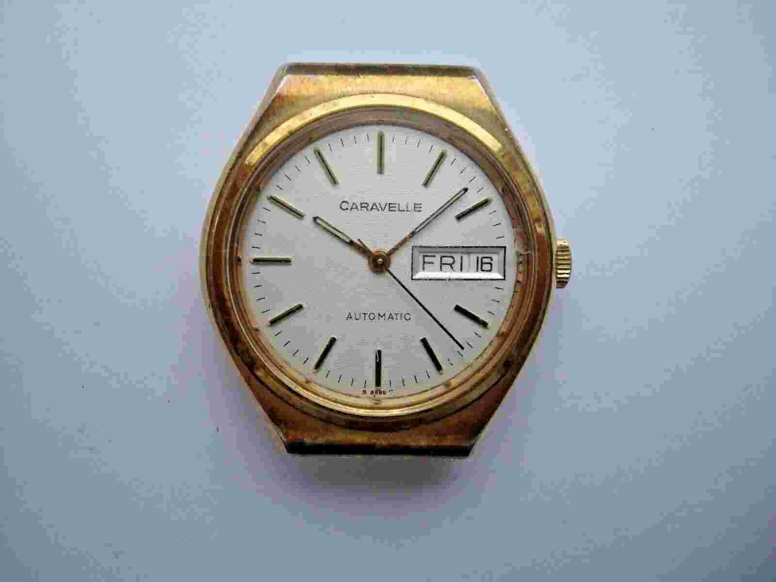 Caravelle Bulova Mens Automatic Watch 1453.50-PO Day-Date QS Luminous Hands Runs