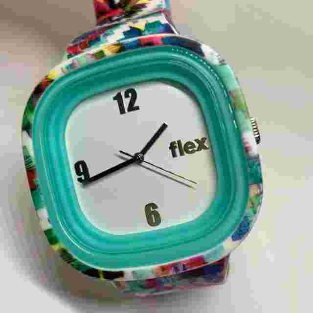Flex women’s quartz analog wrist watch 45mm white dial colorful silicone running