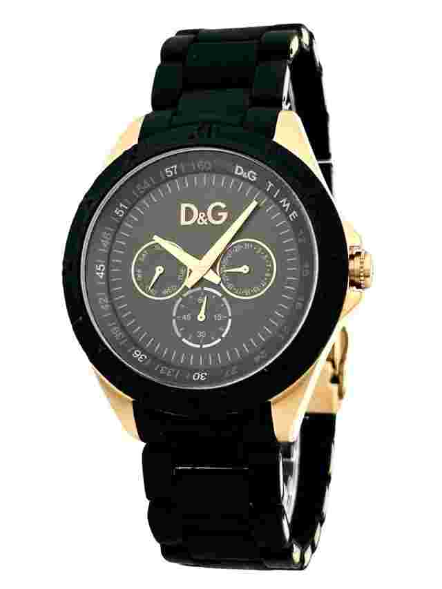D&G Dolce & Gabbana DW0778 Chamonix Rose Gold Black Dial Black Bracelet Watch