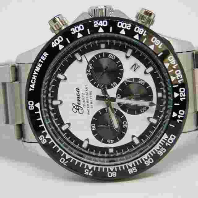 Genoa Tachymeter Silver Tone Quartz Analog Men's Watch Sz. 8 1/4" New Battery