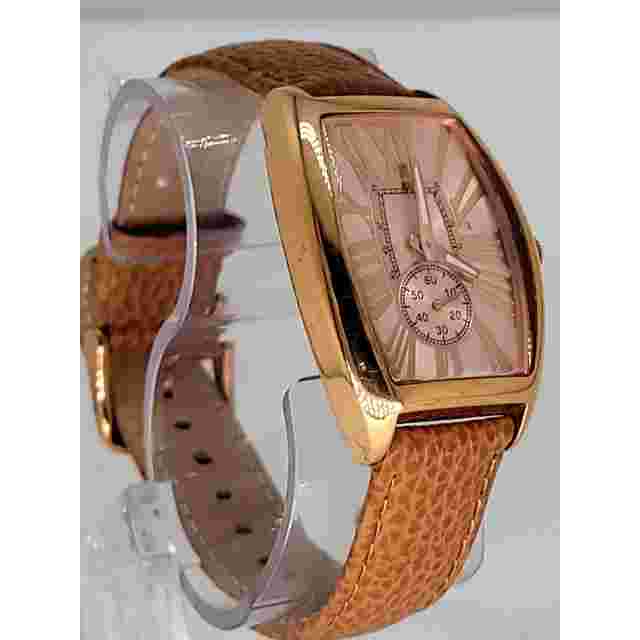 Elegant Rose Gold-Tone Watch with Roman Numerals and Leather Strap Bronzo Italia