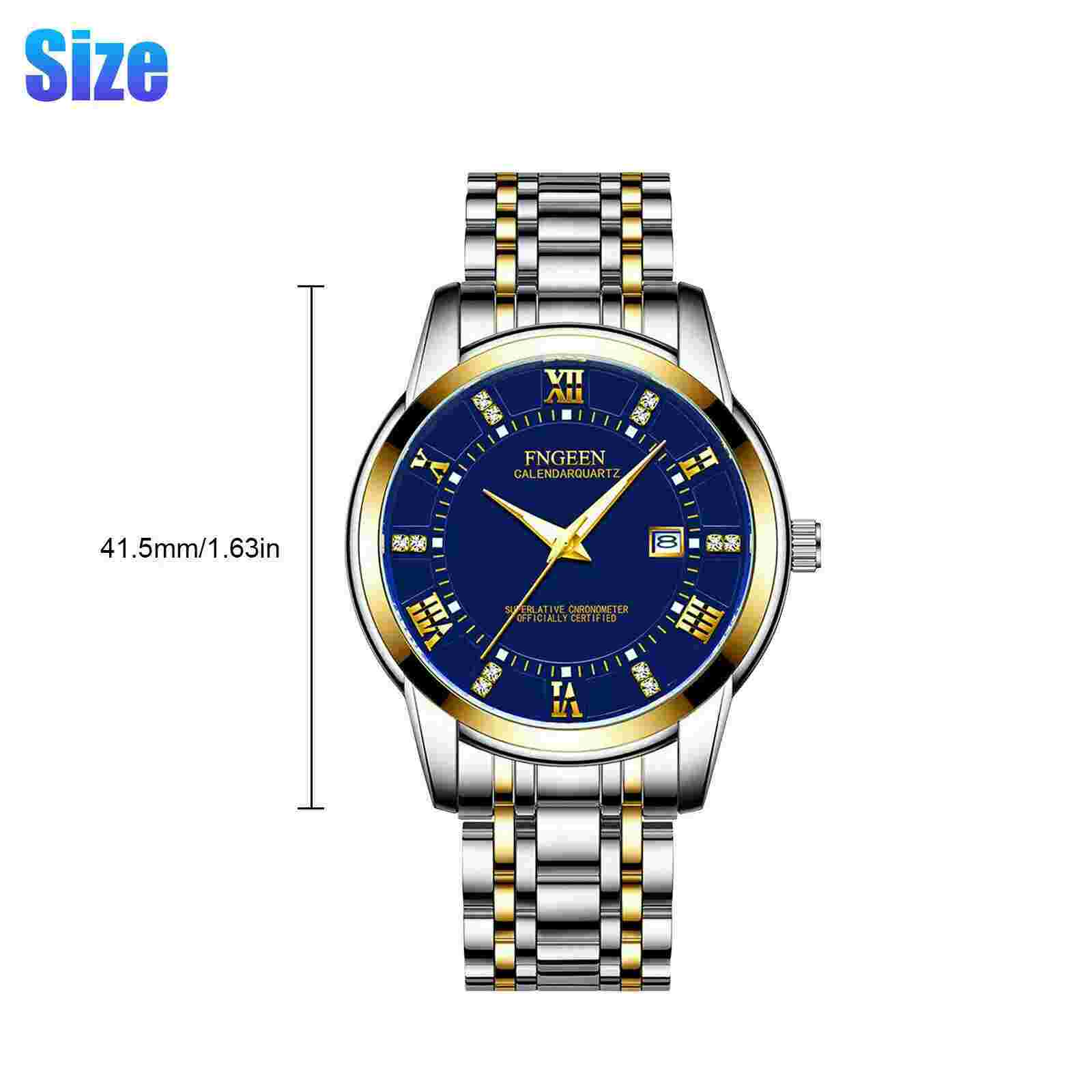 Men's Watch Stainless Steel Quartz Luminous Classic Waterproof Blue Wrist Watch