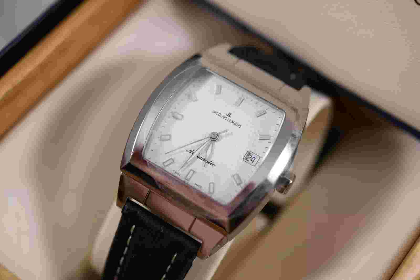 VINTAGE Jacques Lemans Geneve Automatic Tonneau Men's Watch Swiss BRAND NEW