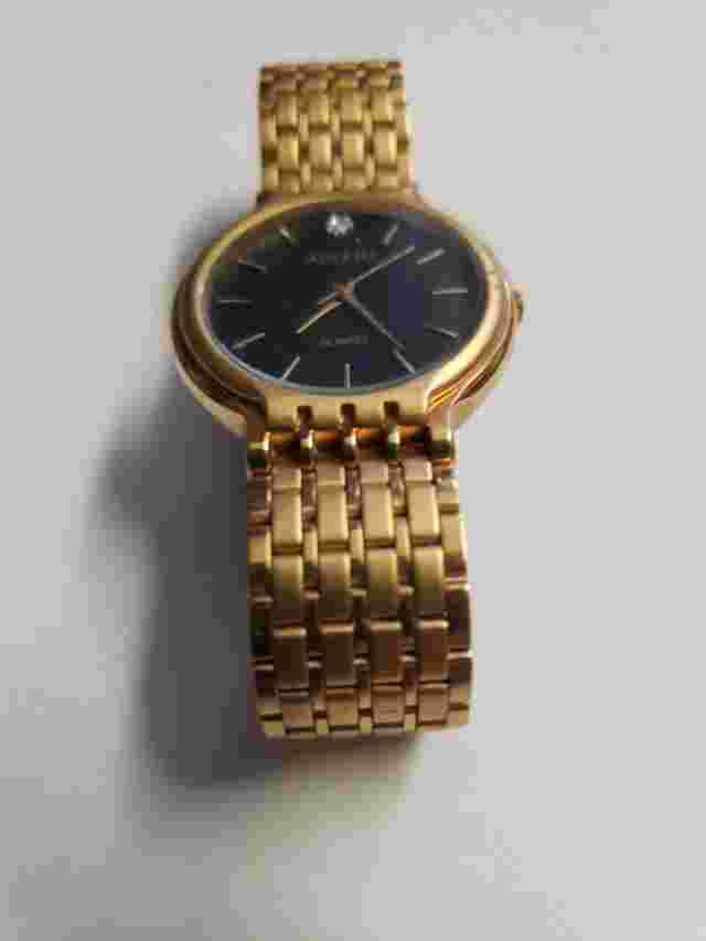 ADOLFO QUARTZ WRIST WATCH BLACK DIAL DIAMOND WORKING NEW BATTERY