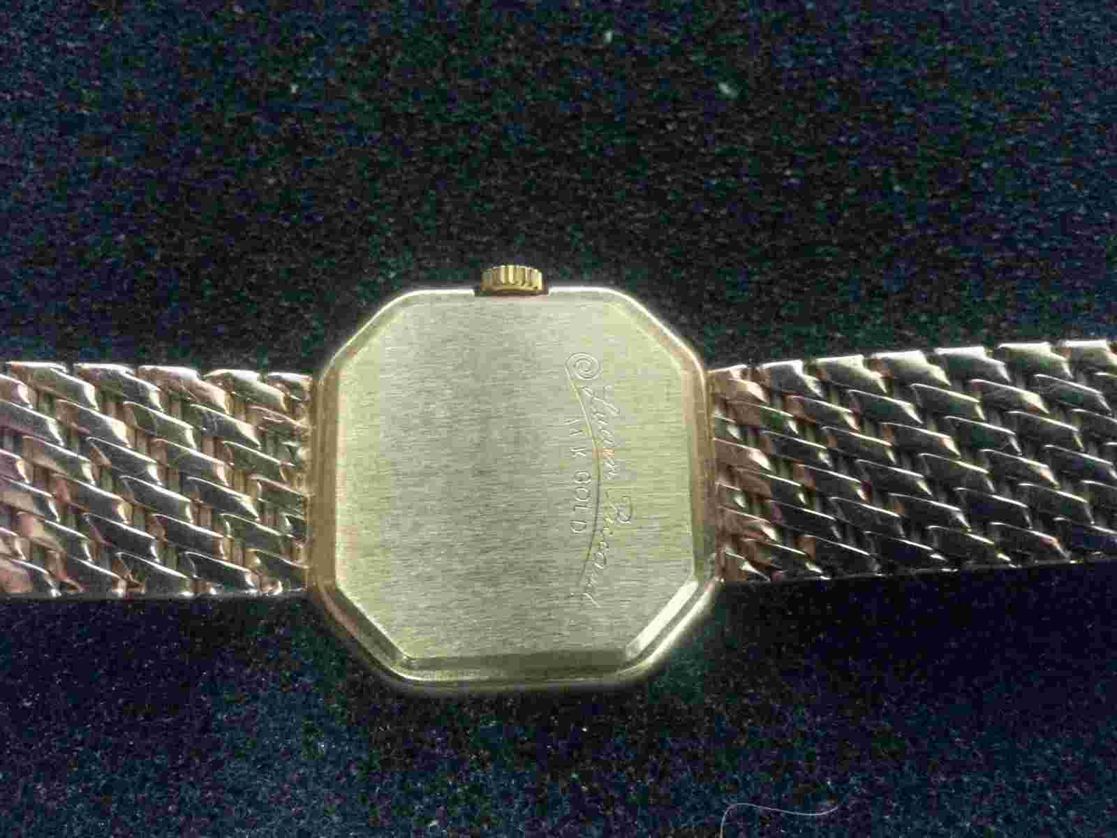 LUCIEN PICCARD LADIES 3 TONE 14K GOLD WATCH WITH 35 DIAMONDS-7" BAND