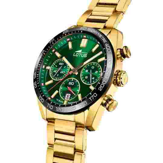 Lotus 189175 Mens Gold Stainless Steel Tachymeter Green Analog Dial Quartz Watch