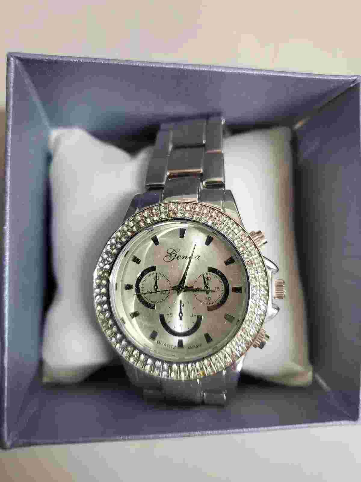 Mens Genoa Multi time  Stainless Steel Water Resistant Japan Quartz