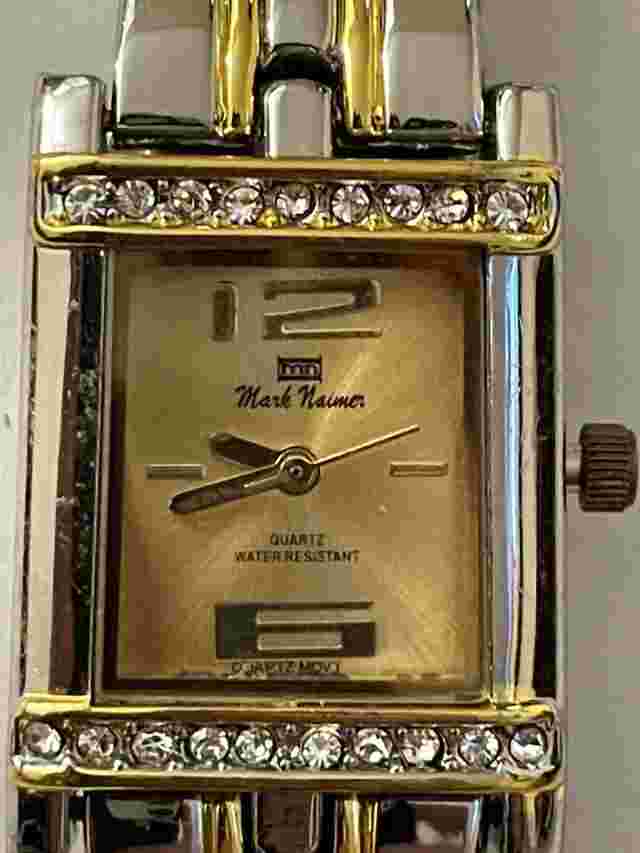 Ladies MARK NAIMER Gold & Silver Tone Bejeweled Bezel New Old Stock Works GREAT!