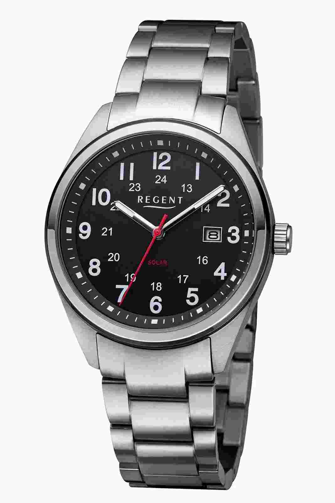 Regent F-1537 Voll-Titan Solar Mens Watch 10 Atm Wr Hypoallergenic