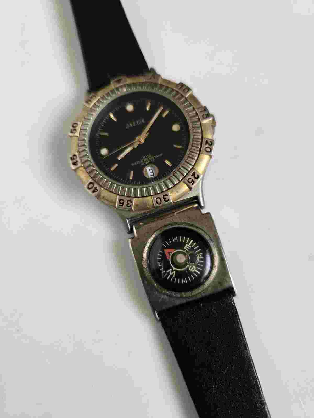 Vintage Jalga Compass Unisex Watch Hong Kong Black Band Dead Battery