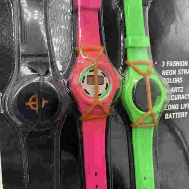 Vintage Quintel Neon Watch Set Hot Pink Green Black Retro 90’s NEW