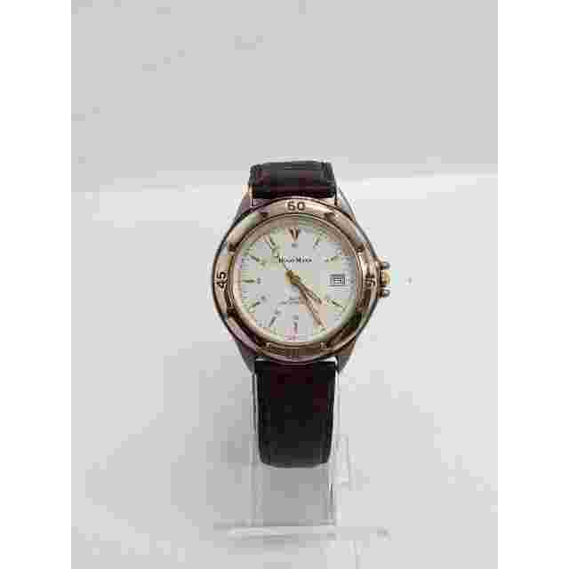 Hugo Maxx men's dress watch. Calendar on face. Gold accents 13448 Working watch