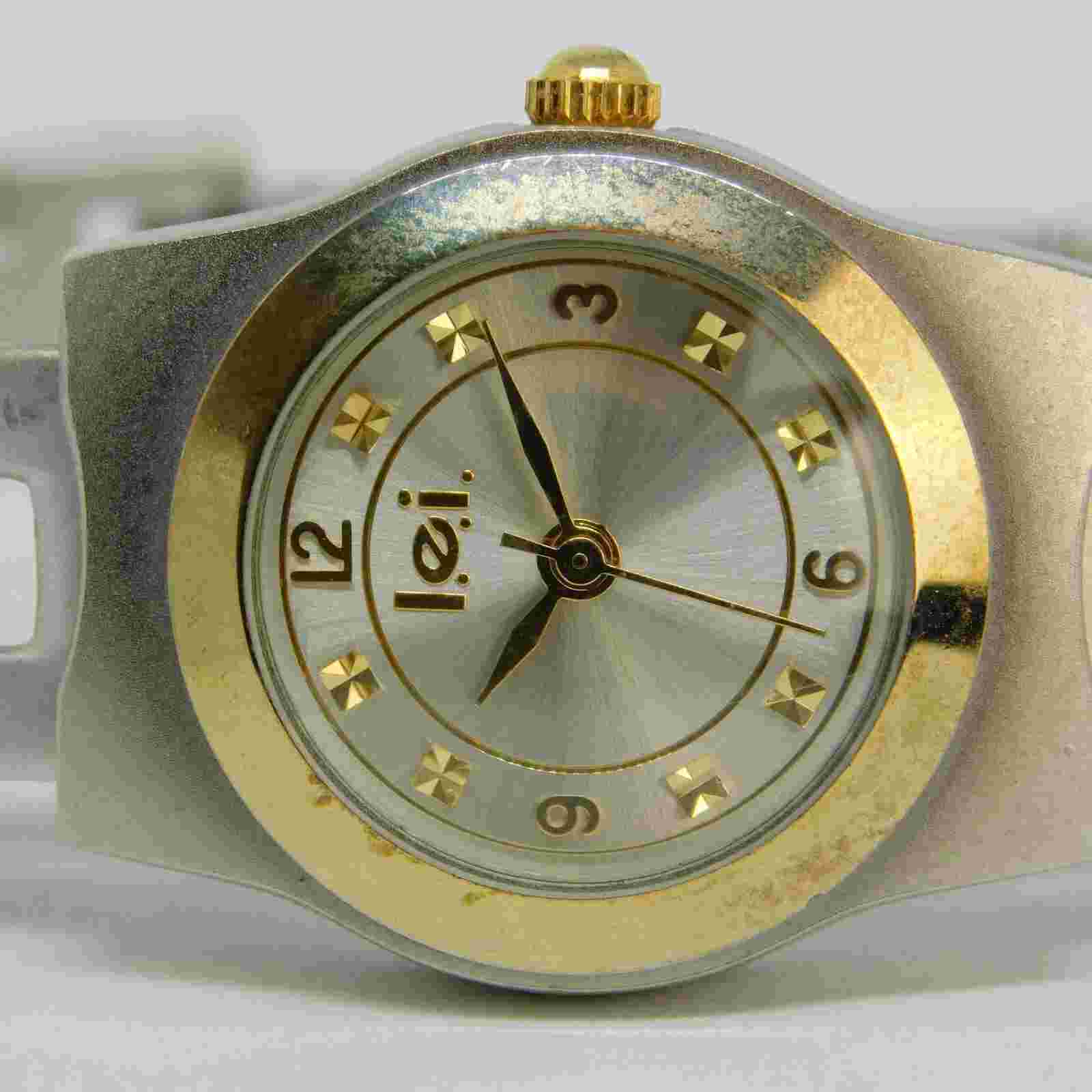l.e.i. LEIL1074 Two Tone Quartz Analog Women's Watch Sz. 6 1/2" New Battery