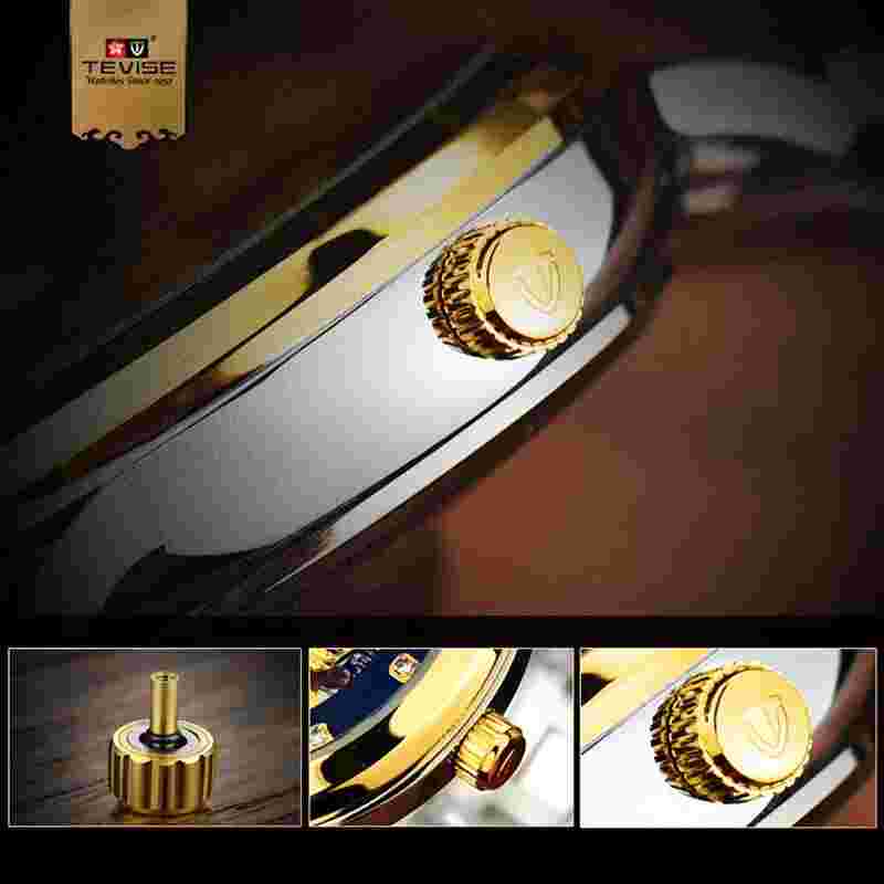 TEVISE Automatic Stainless Steel Dragon Watch Gold, Black, White, Silver
