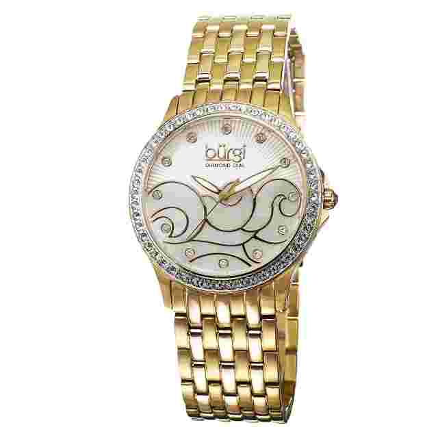 Burgi Women's BUR081YG Analog Display Swiss Quartz Gold Watch