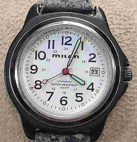 Mens Milan Watch WR 100 FT MLN790 Date Window Seconds Hand Works Battery