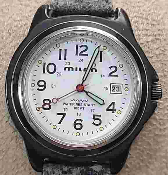 Mens Milan Watch WR 100 FT MLN790 Date Window Seconds Hand Works Battery