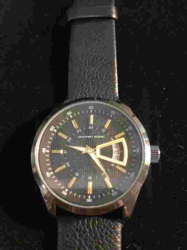 Mens Geoffrey Beene Watch GB8144GU Scrolling Date 12 and 24 Hr NEW BATTERY