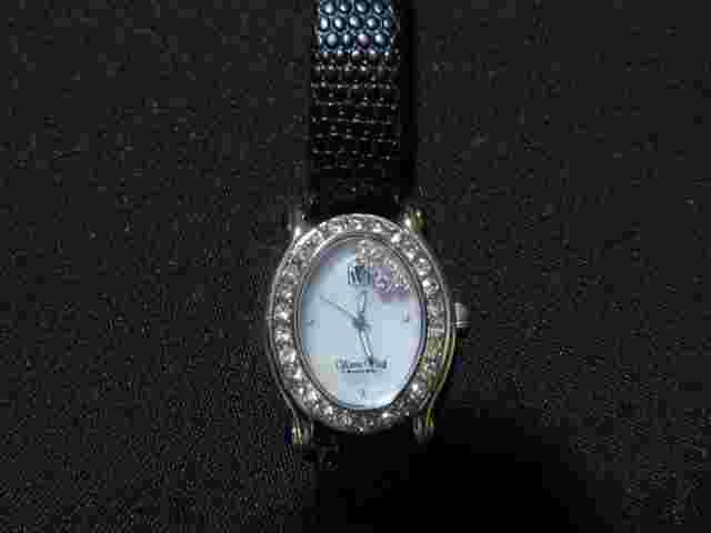 Victoria Wieck of Beverly Hills Womens Wrist Watch Black Leather Silver Case