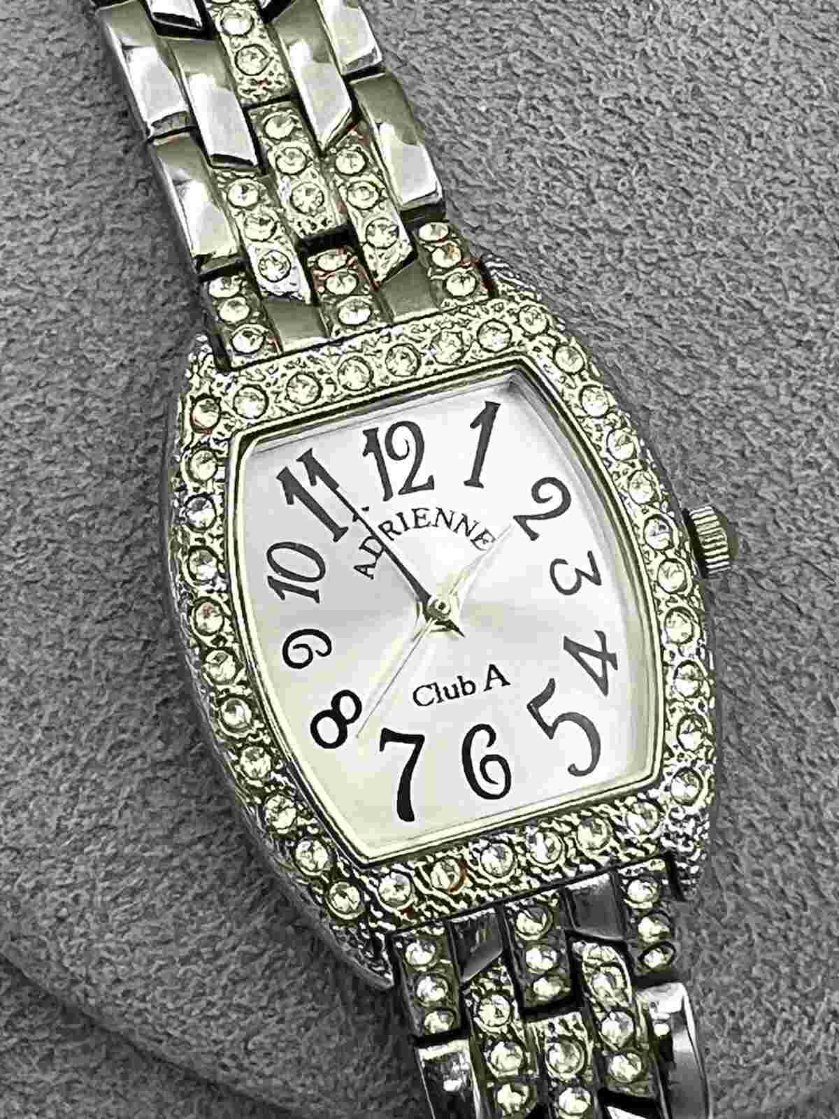Real Collectibles by Adrienne Wrist Watch Siver Colored & Rhinestones Link band