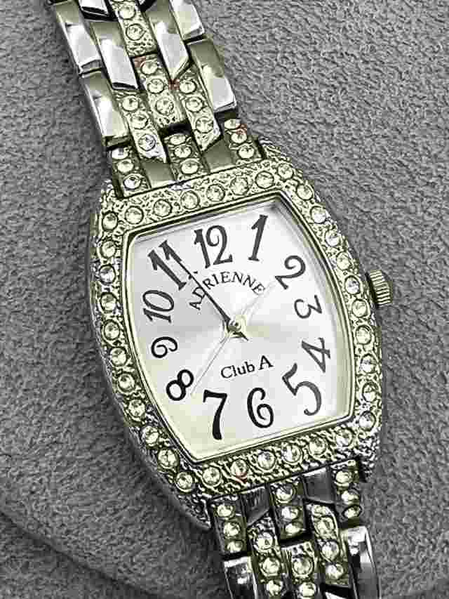 Real Collectibles by Adrienne Wrist Watch Siver Colored & Rhinestones Link band