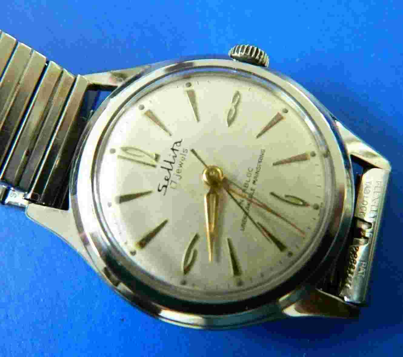 VINTAGE  SELLITA 17 JEWELS Incablock manual wind Swiss made working cond.