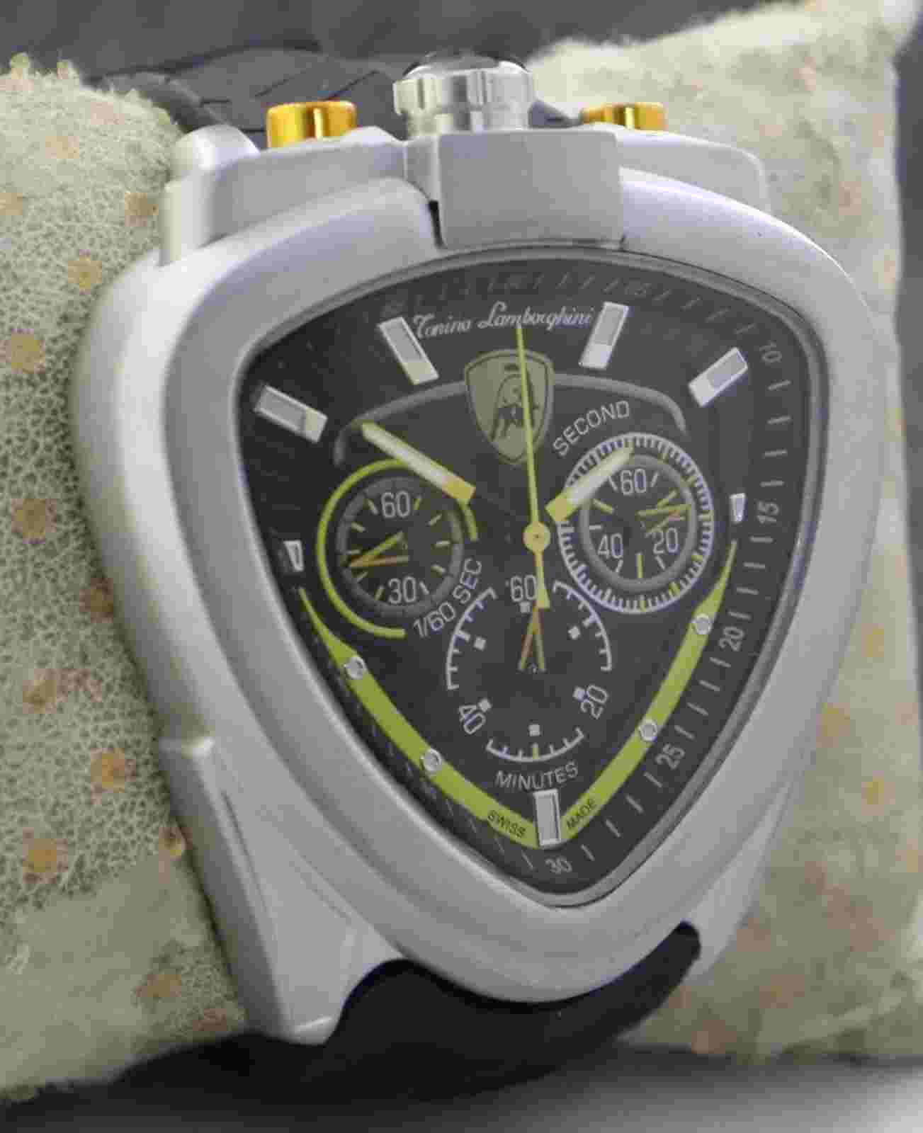 Luxury Lamborghini Chronograph Rubber Band Great Working Men's Watch