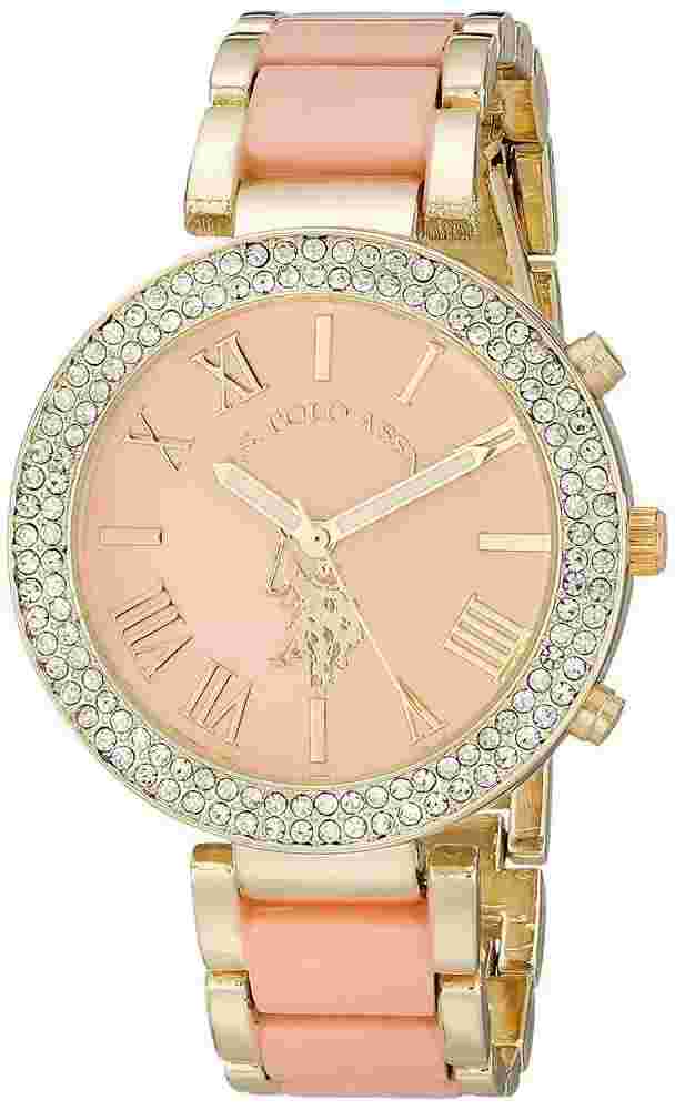 U.S. Polo Assn. Women's USC40063 Gold-Tone and Pink Bracelet Watch