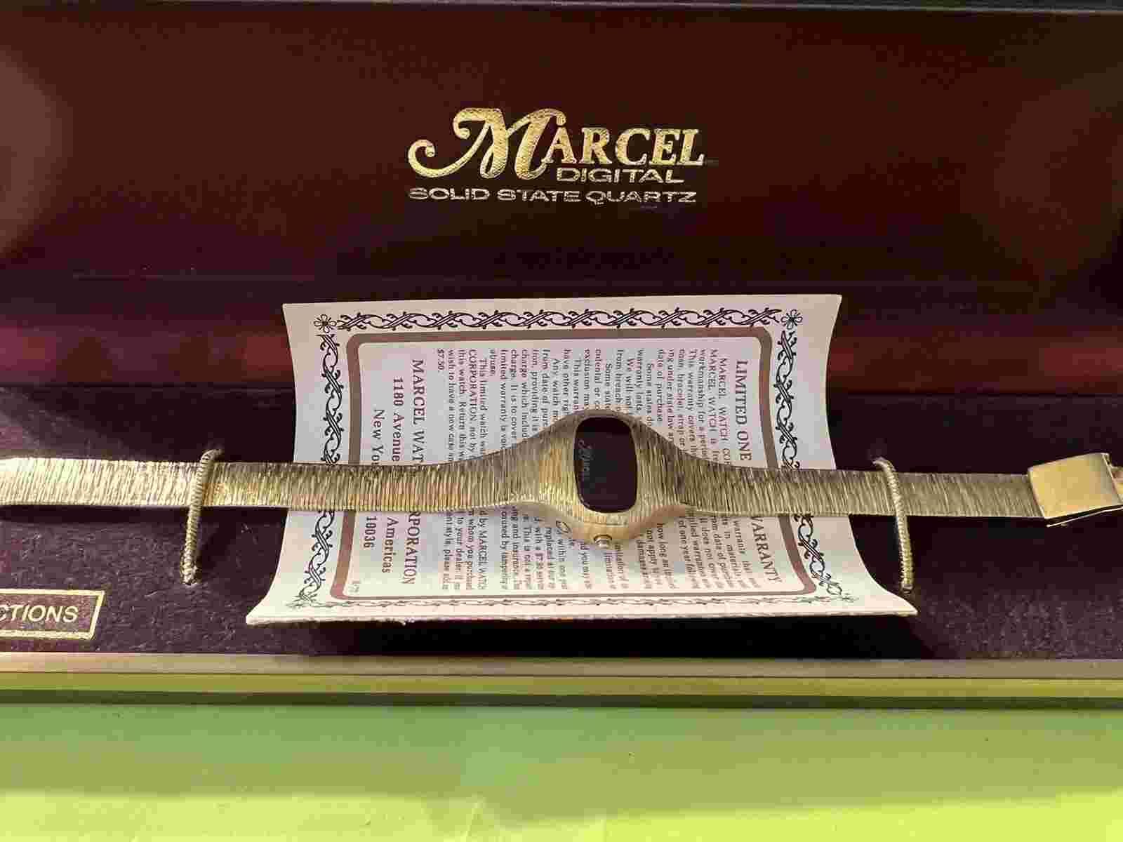 Vintage Marcel Unisex  Classic Digital Gold Watch in box -  For parts Not tested