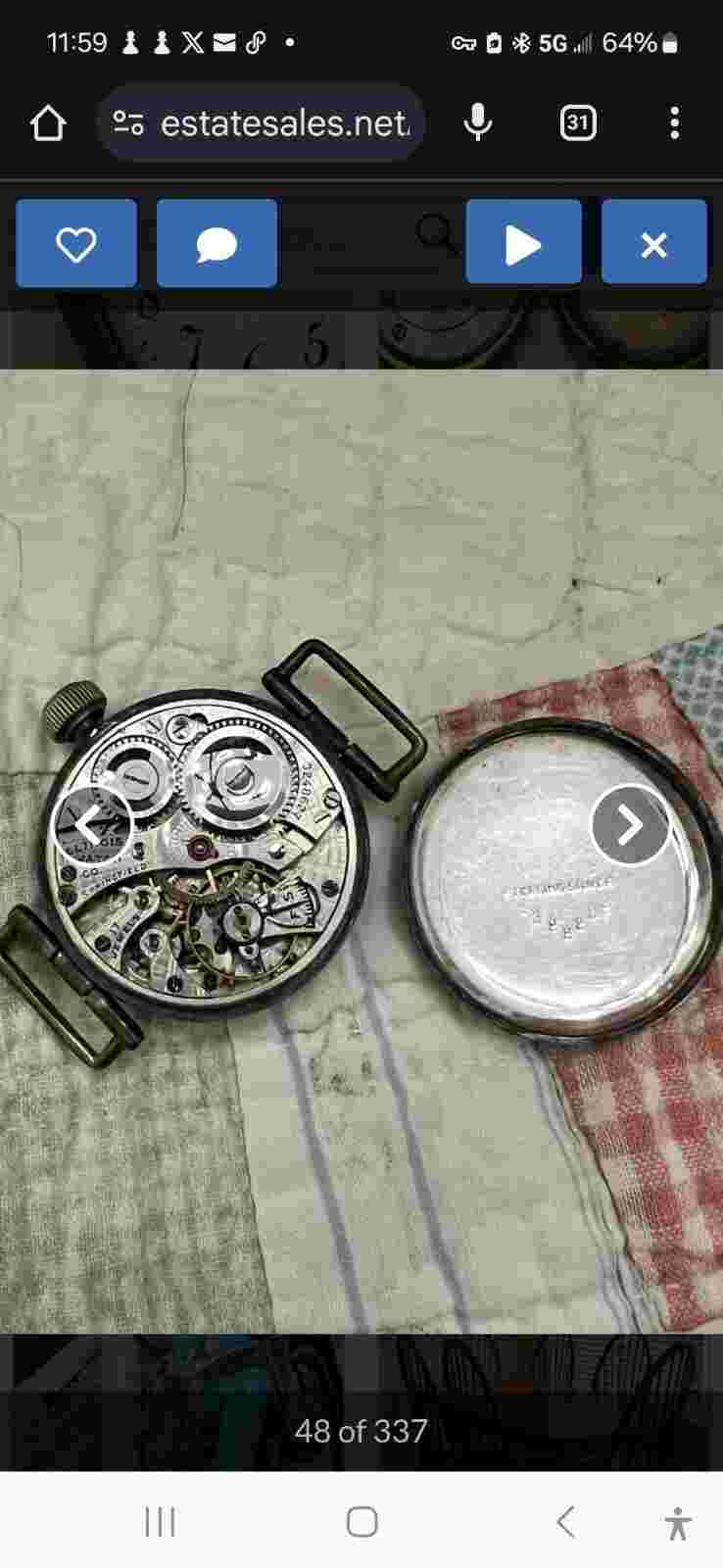 ILLINOIS WATCH CO. 17j Telephone Dial Face Works AS IS