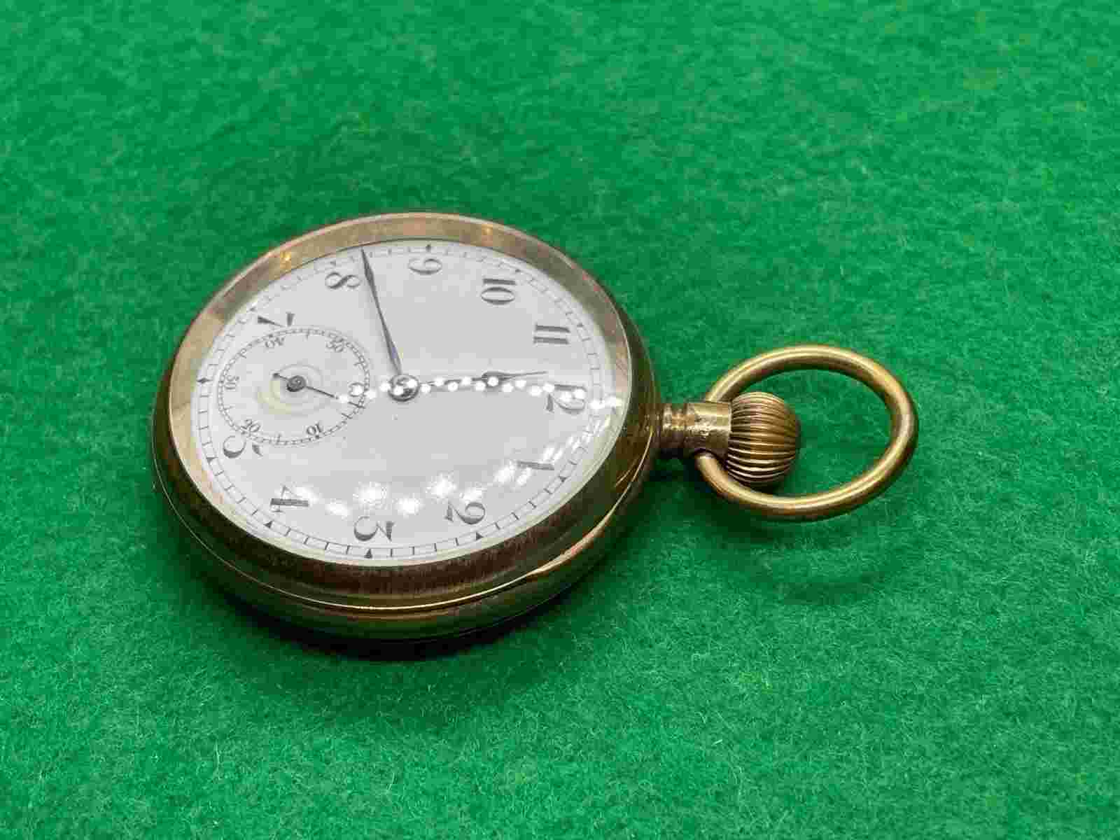 SUPREME USA GENTS POCKET WATCH GOLD PLATED FILLED OPEN FACE 10 YEARS WARRANTED