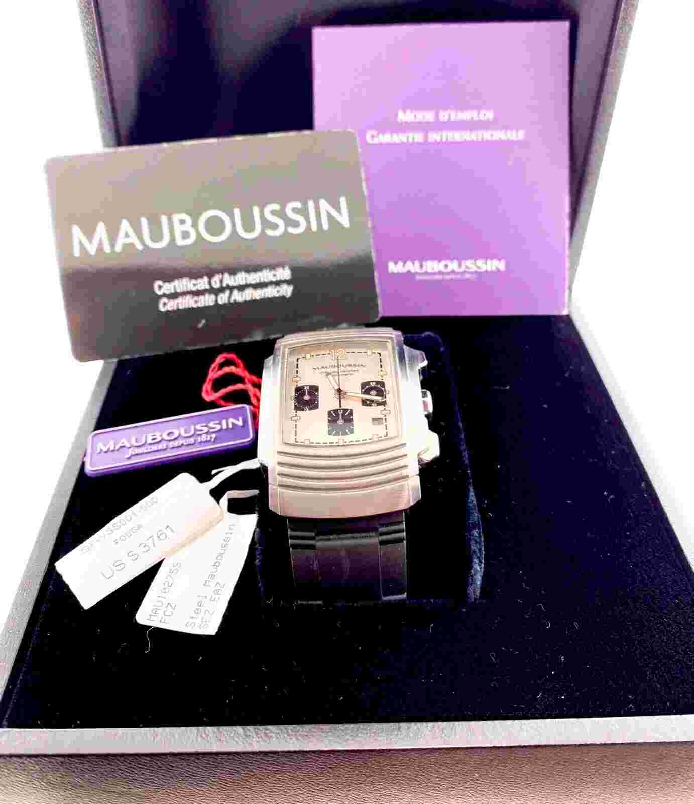 Mauboussin Fouga Automatic Chronograph Steel Rubber Band Beige Dial Men's watch