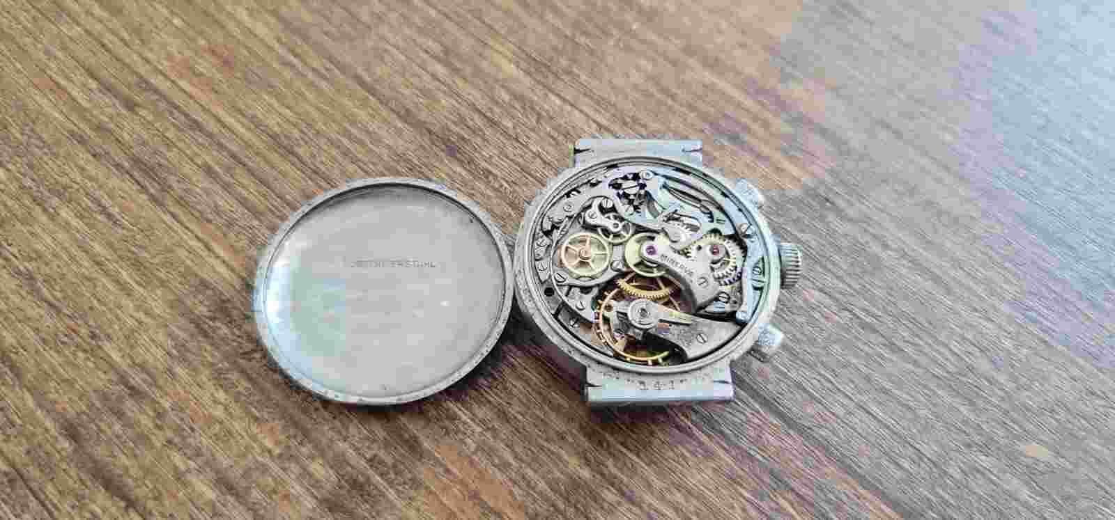 Minerva 14-1 Caliber 13-20CH Chronograph Vintage Blued Steel Hands