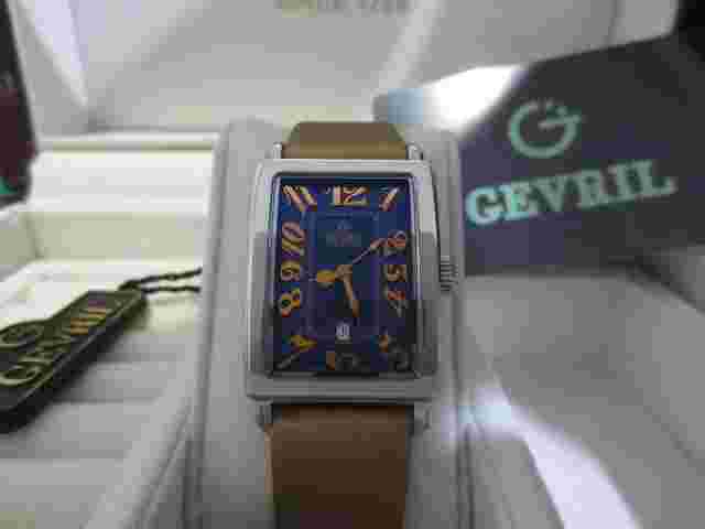 Gevril Women's 7043R Mini Avenue of Americas Date GOLD SATIN Leather band Watch