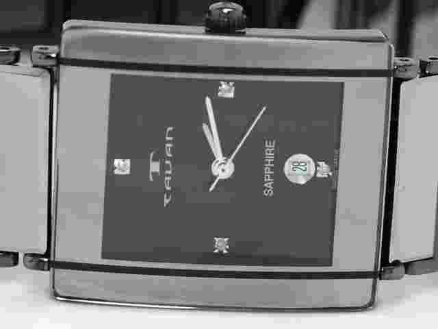 NEW TAVAN MASON SWISS MADE BLACK DIAL MIRROR FINISH STEEL DIAMOND WATCH SAPPHIRE