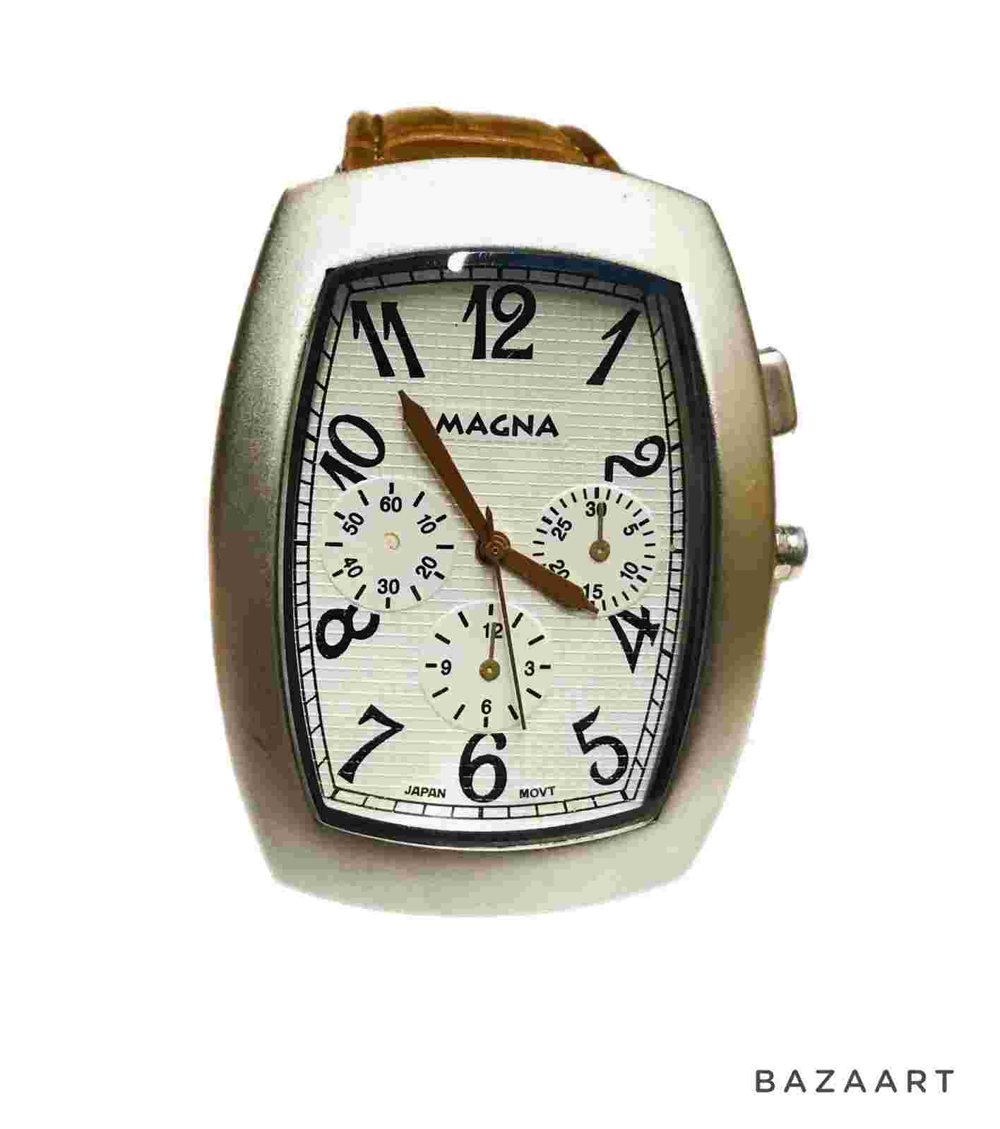 Women's Magna Designer Quartz Watch Electroplated Water Resistant Embossed Band