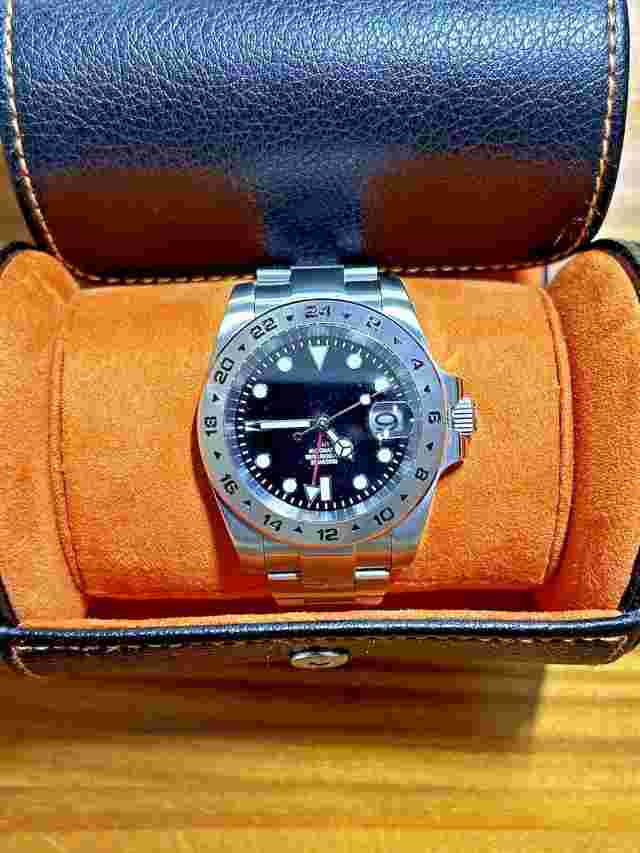 40mm Black Explorer 2 GMT Mod Watch NO LOGO w/ NH34 Automatic Mvmt