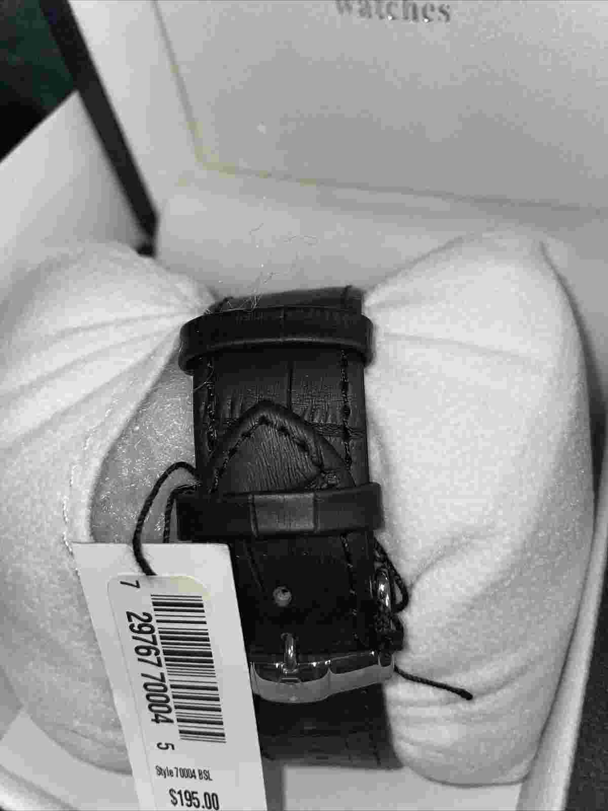 VISAGE Watch Men’s - 70004 BOR Quartz Black Genuine Leather With  White  Numbers