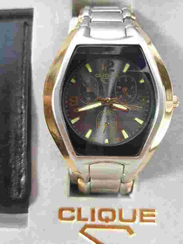 Clique Genuine Leather Wallet & Wristwatch Gift Pack Water Resistant - NEW