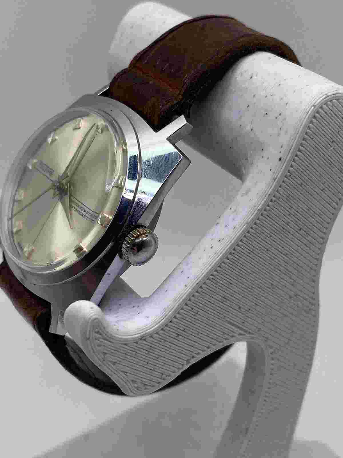 Teltime mechanical wind silver crosshairs mens 35mm watch Swiss Leather Strap