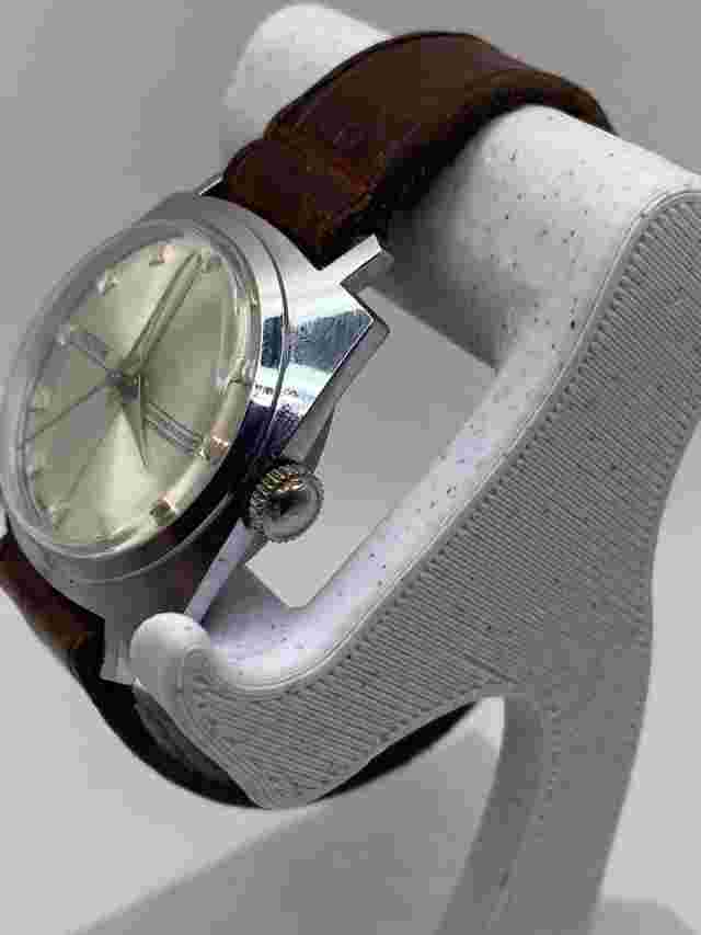 Teltime mechanical wind silver crosshairs mens 35mm watch Swiss Leather Strap