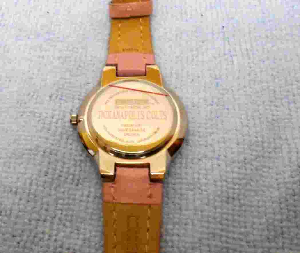 Indianapolis Colts NFL Womens Watch w/ Pink Leather Band w/ Rhinestones